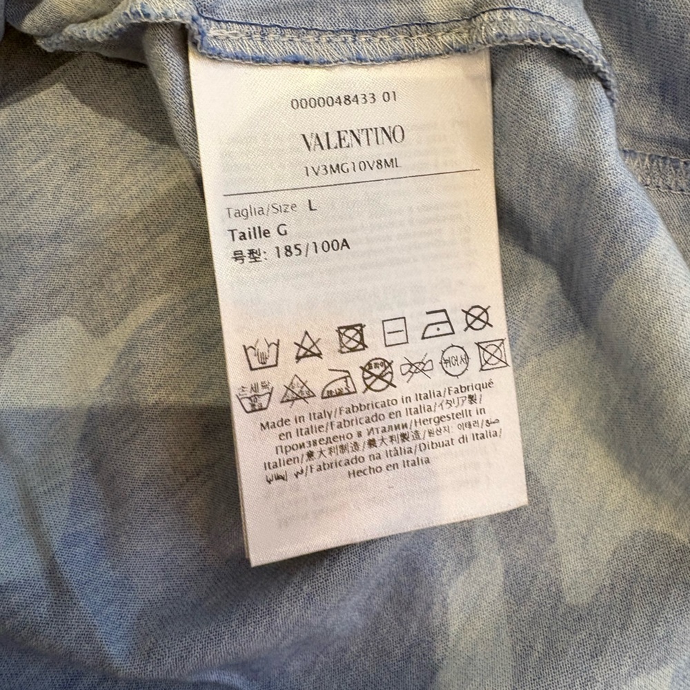 Valentino Blue Camouflage Cotton Logo T-Shirt | Made in Italy | Size L 💙 - Picture 11 of 13